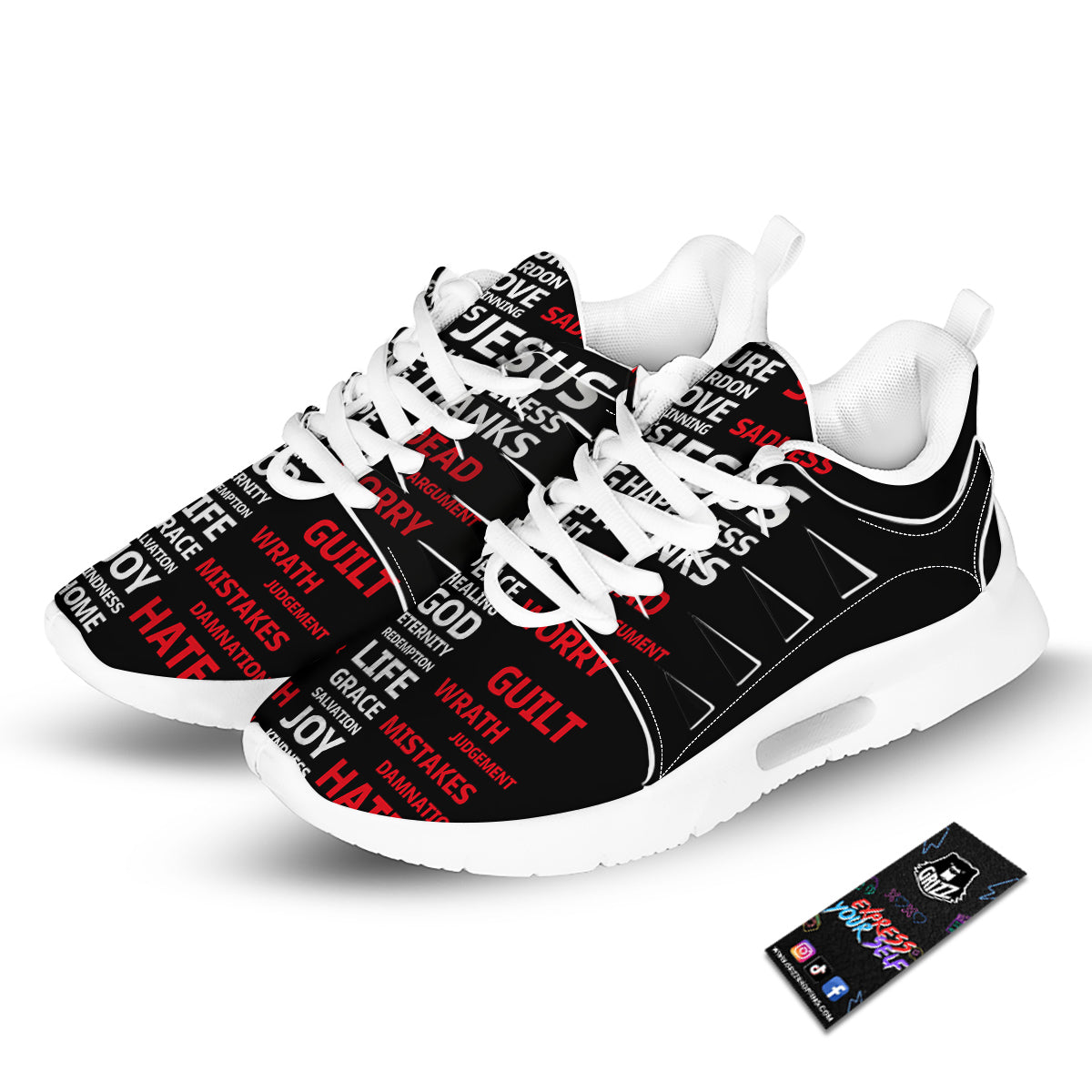 Religious Words Christian Cross Print Tennis Shoes-grizzshop