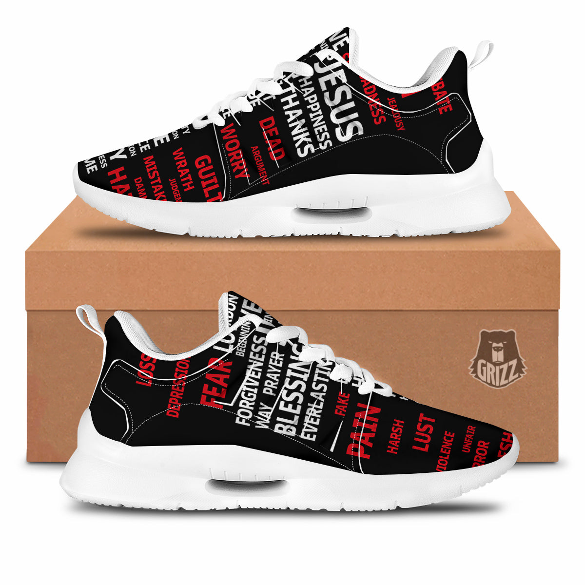 Religious Words Christian Cross Print Tennis Shoes-grizzshop