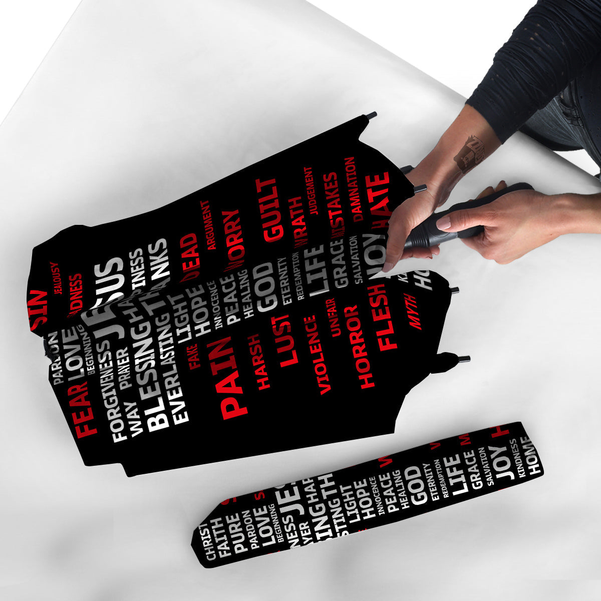 Religious Words Christian Cross Print Umbrella-grizzshop