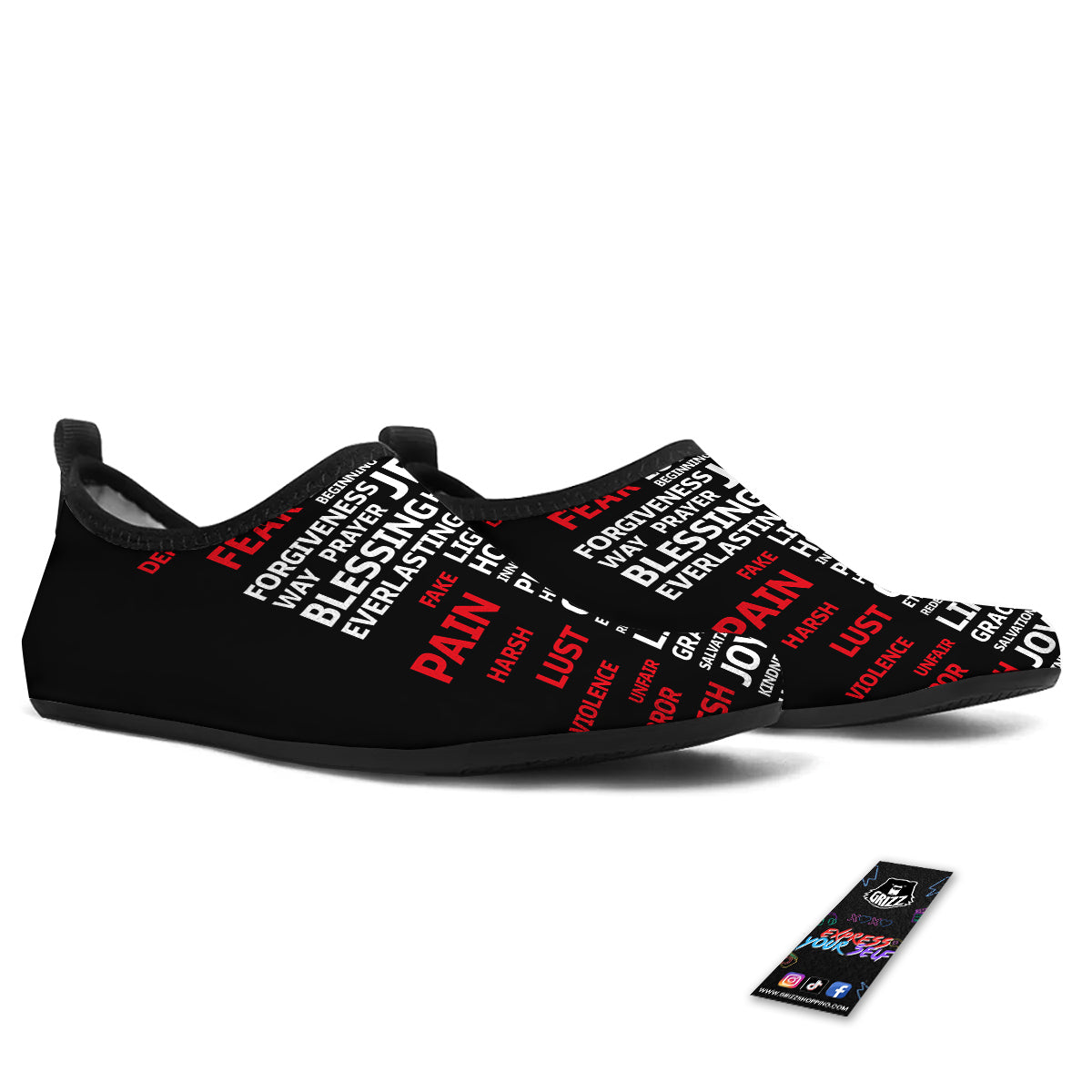 Religious Words Christian Cross Print Water Shoes-grizzshop