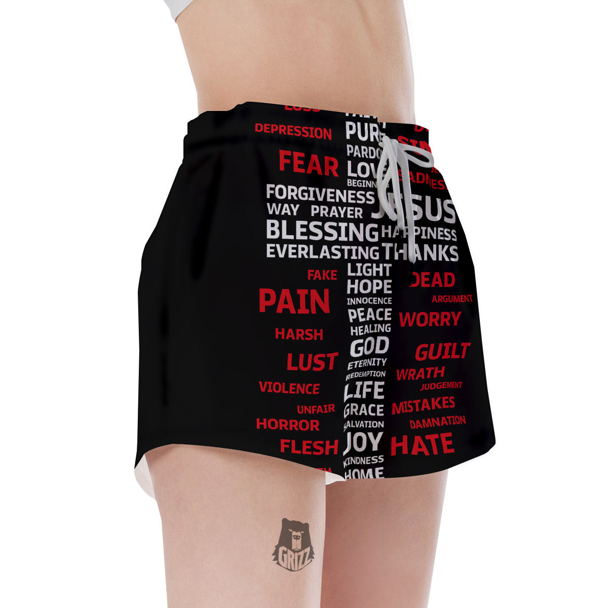 Religious Words Christian Cross Print Women's Shorts-grizzshop