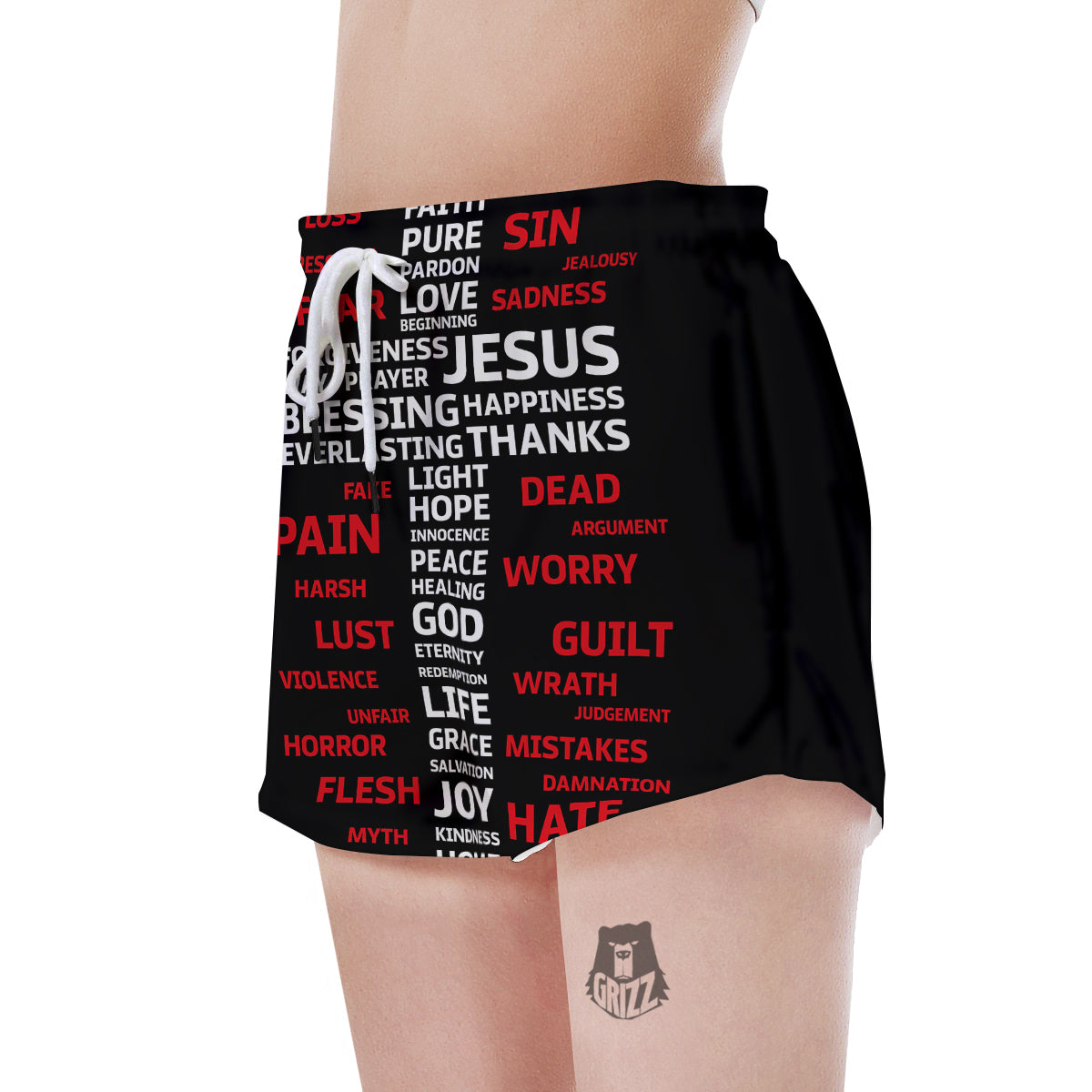 Religious Words Christian Cross Print Women's Shorts-grizzshop