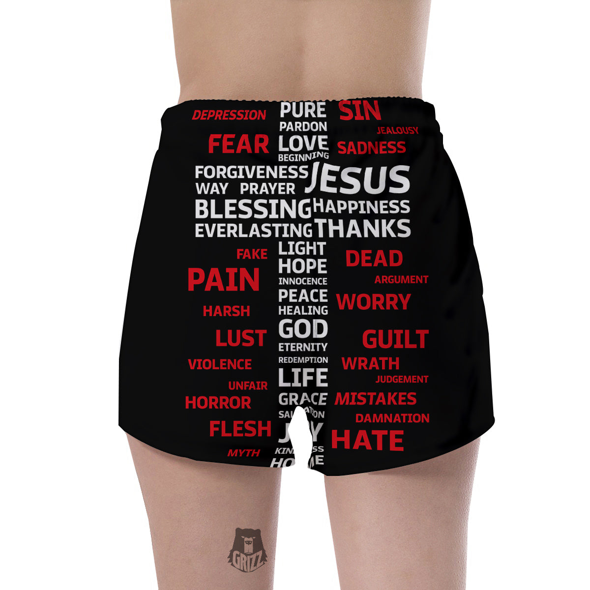 Religious Words Christian Cross Print Women's Shorts-grizzshop