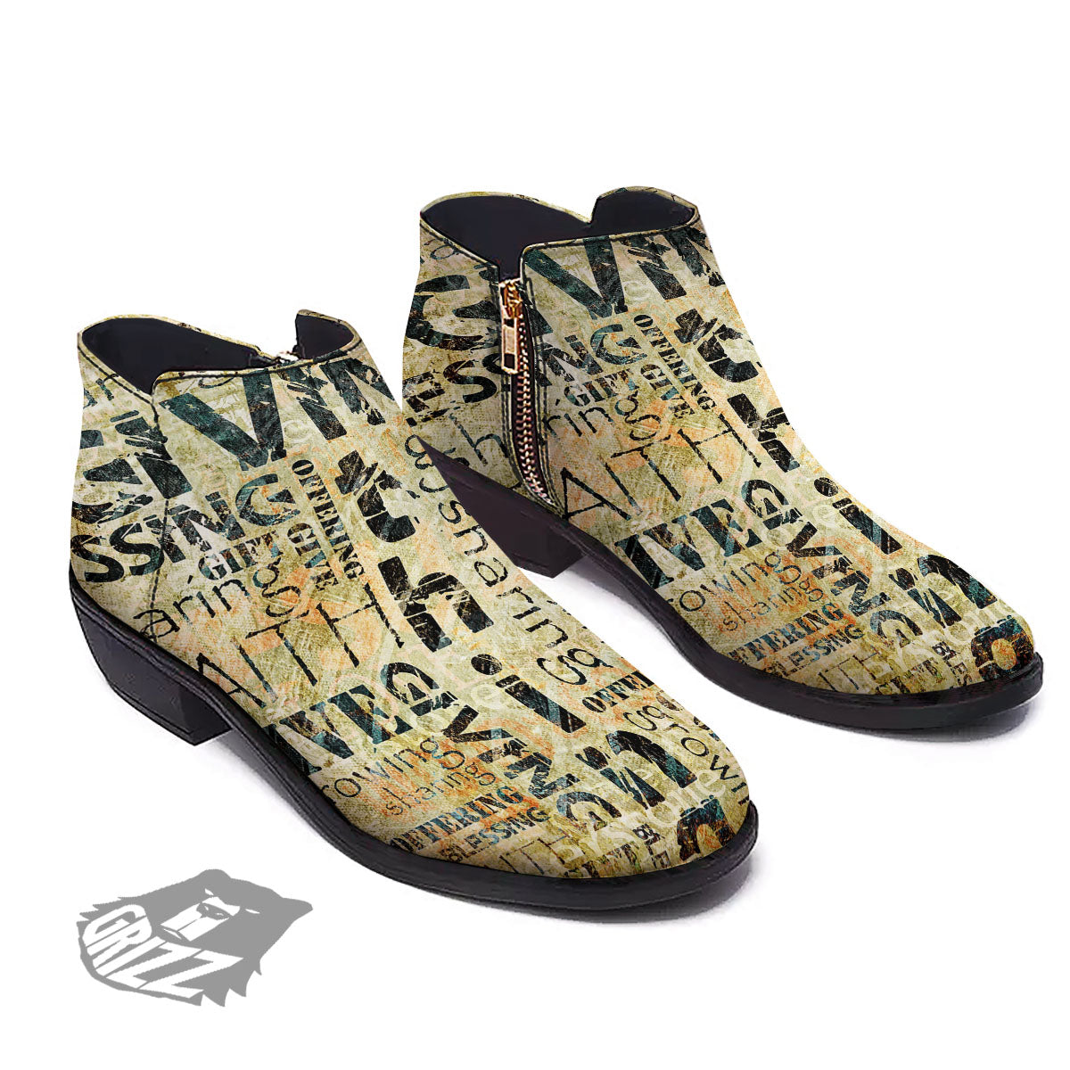 Religious Words Tithing And Giving Print Ankle Boots-grizzshop