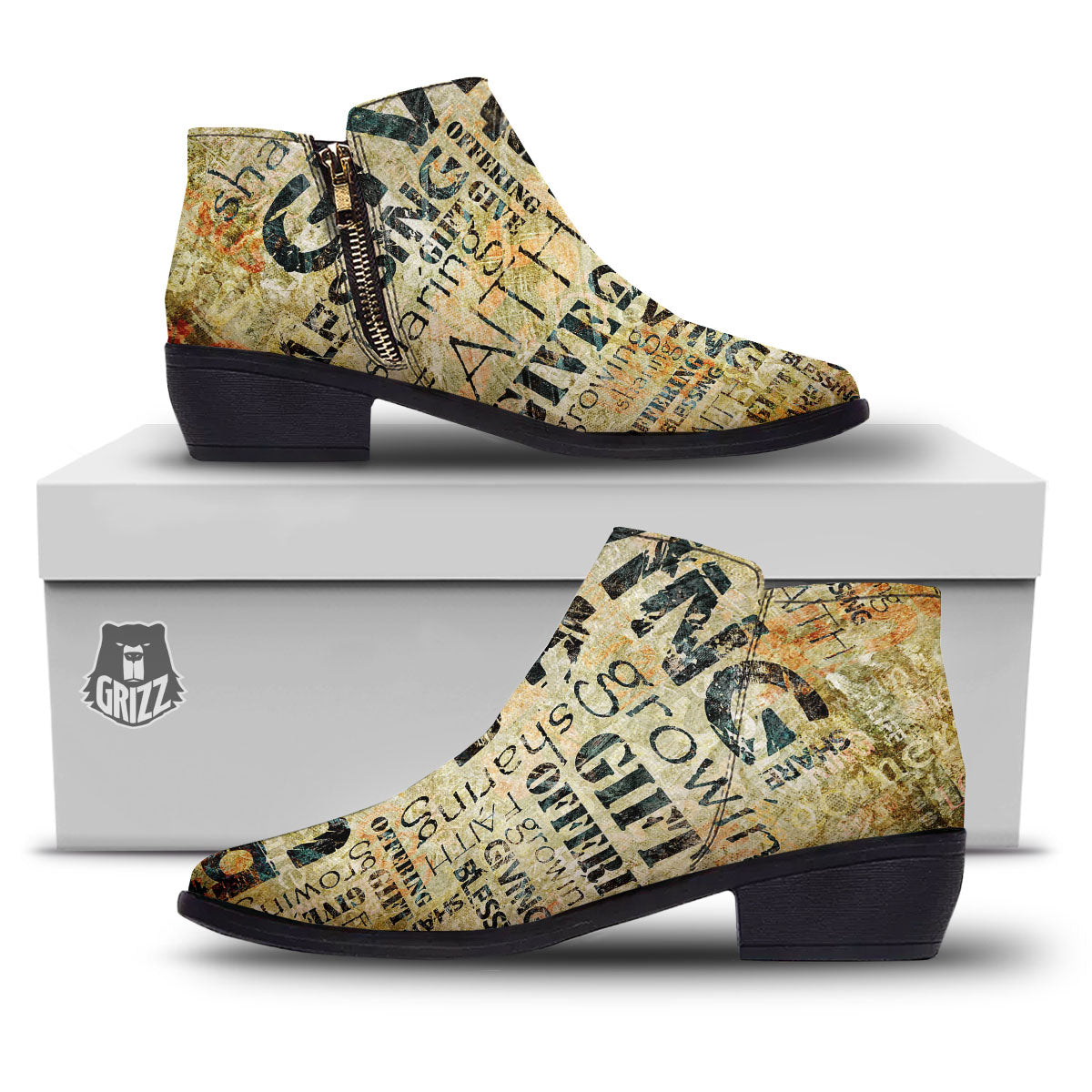 Religious Words Tithing And Giving Print Ankle Boots-grizzshop