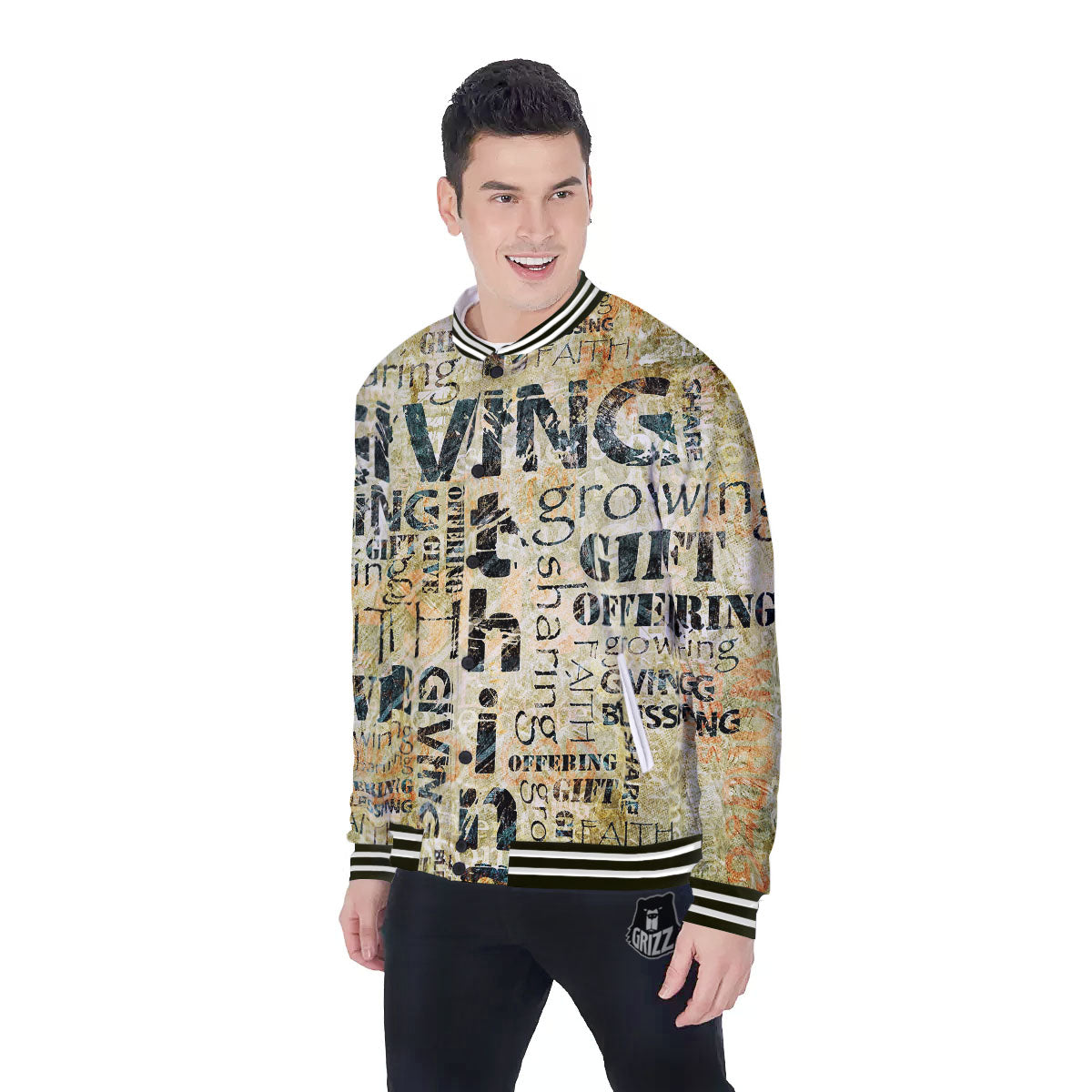 Religious Words Tithing And Giving Print Baseball Jacket-grizzshop