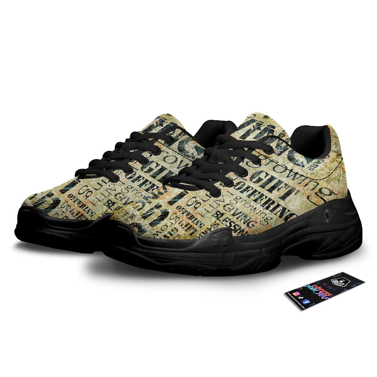 Religious Words Tithing And Giving Print Black Chunky Shoes-grizzshop