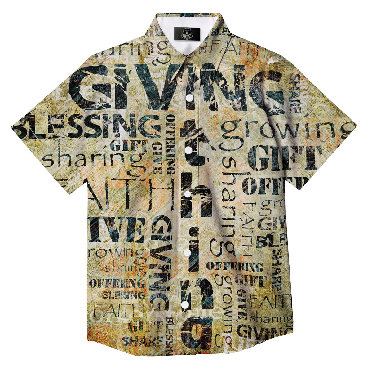 Religious Words Tithing And Giving Print Button Up Shirt-grizzshop