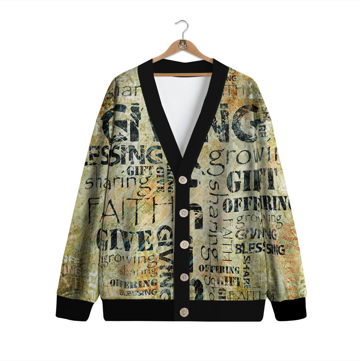 Religious Words Tithing And Giving Print Cardigan-grizzshop
