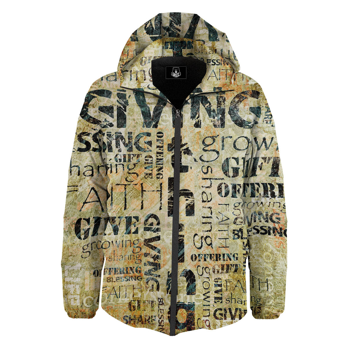 Religious Words Tithing And Giving Print Down Jacket-grizzshop