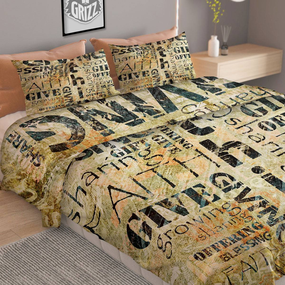 Religious Words Tithing And Giving Print Duvet Cover Bedding Set