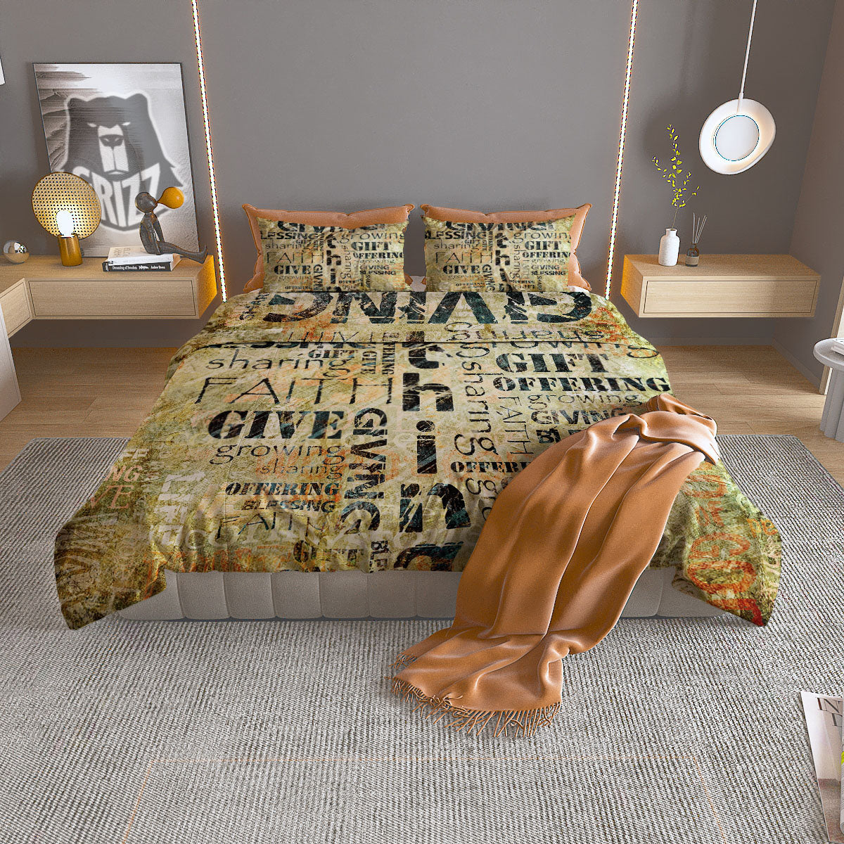 Religious Words Tithing And Giving Print Duvet Cover Bedding Set