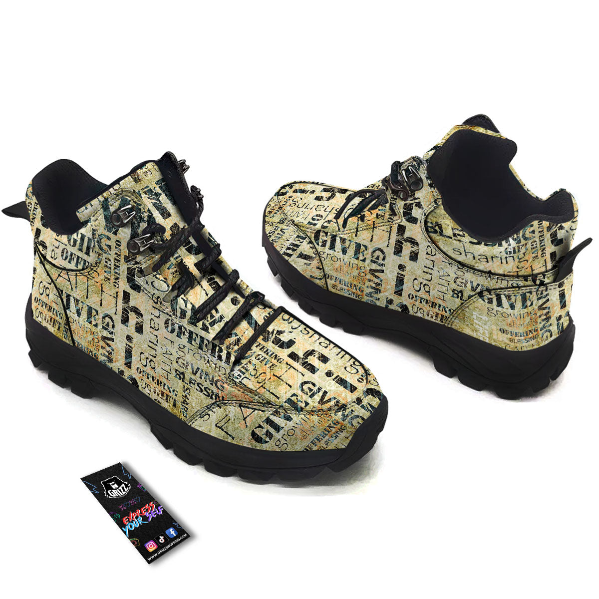 Religious Words Tithing And Giving Print Hiking Shoes-grizzshop