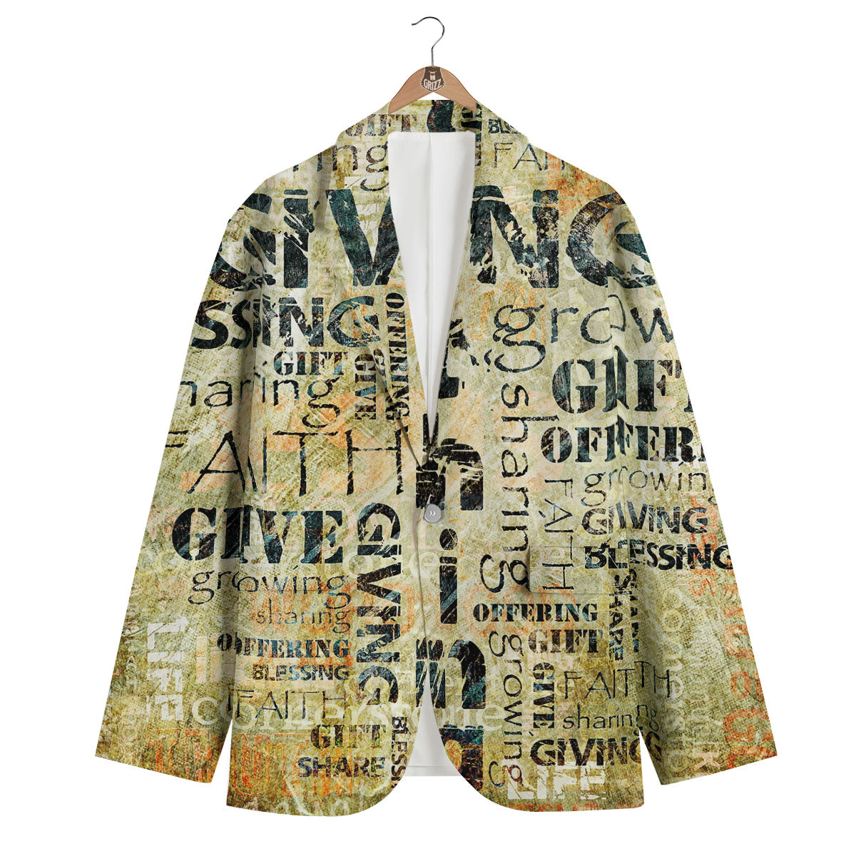 Religious Words Tithing And Giving Print Men's Blazer-grizzshop