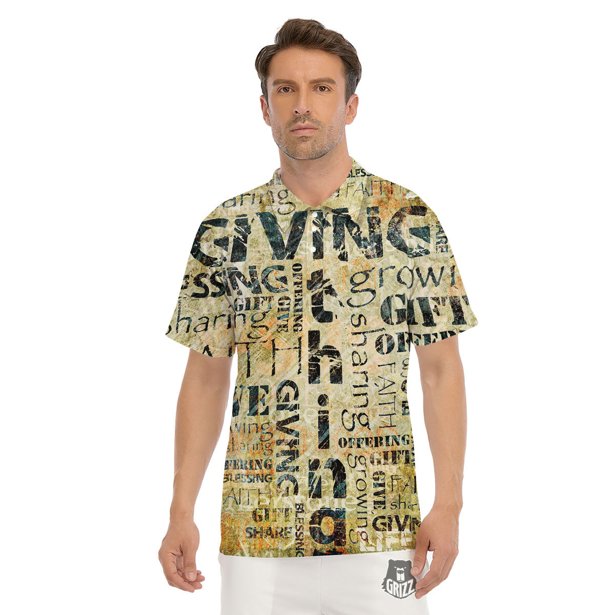 Religious Words Tithing And Giving Print Men's Golf Shirts-grizzshop