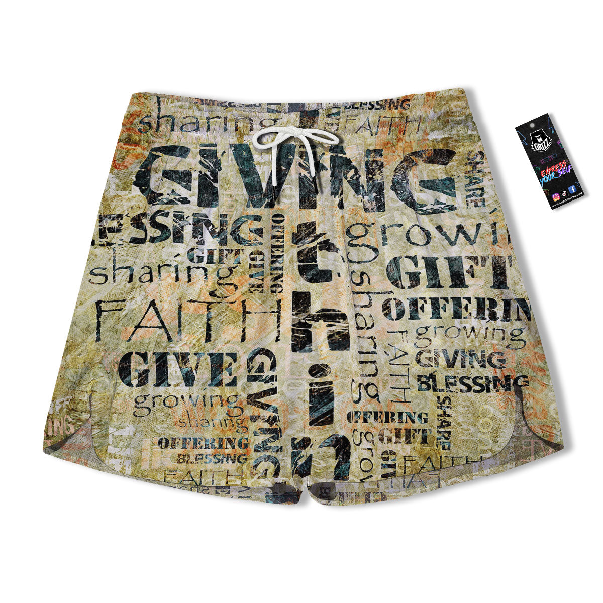 Religious Words Tithing And Giving Print Men's Running Shorts-grizzshop