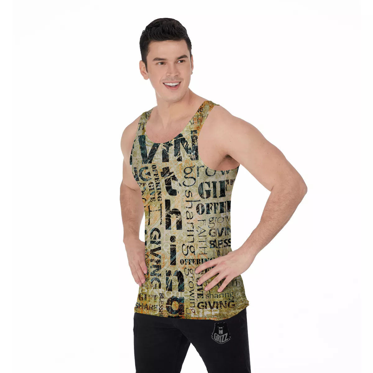 Religious Words Tithing And Giving Print Men's Tank Top-grizzshop