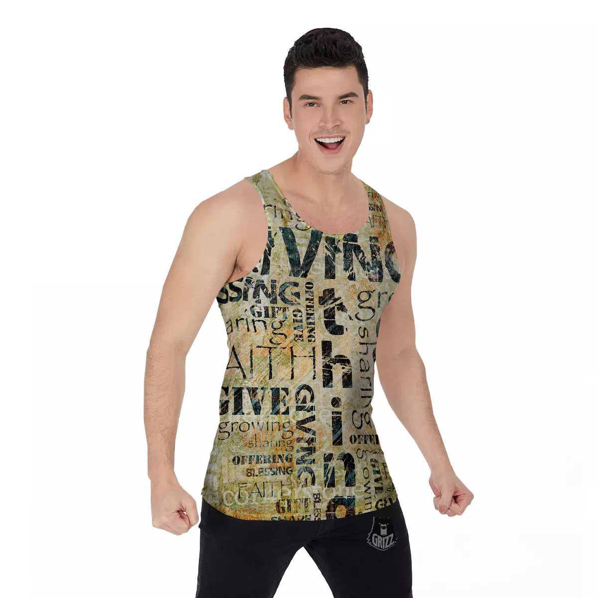 Religious Words Tithing And Giving Print Men's Tank Top-grizzshop