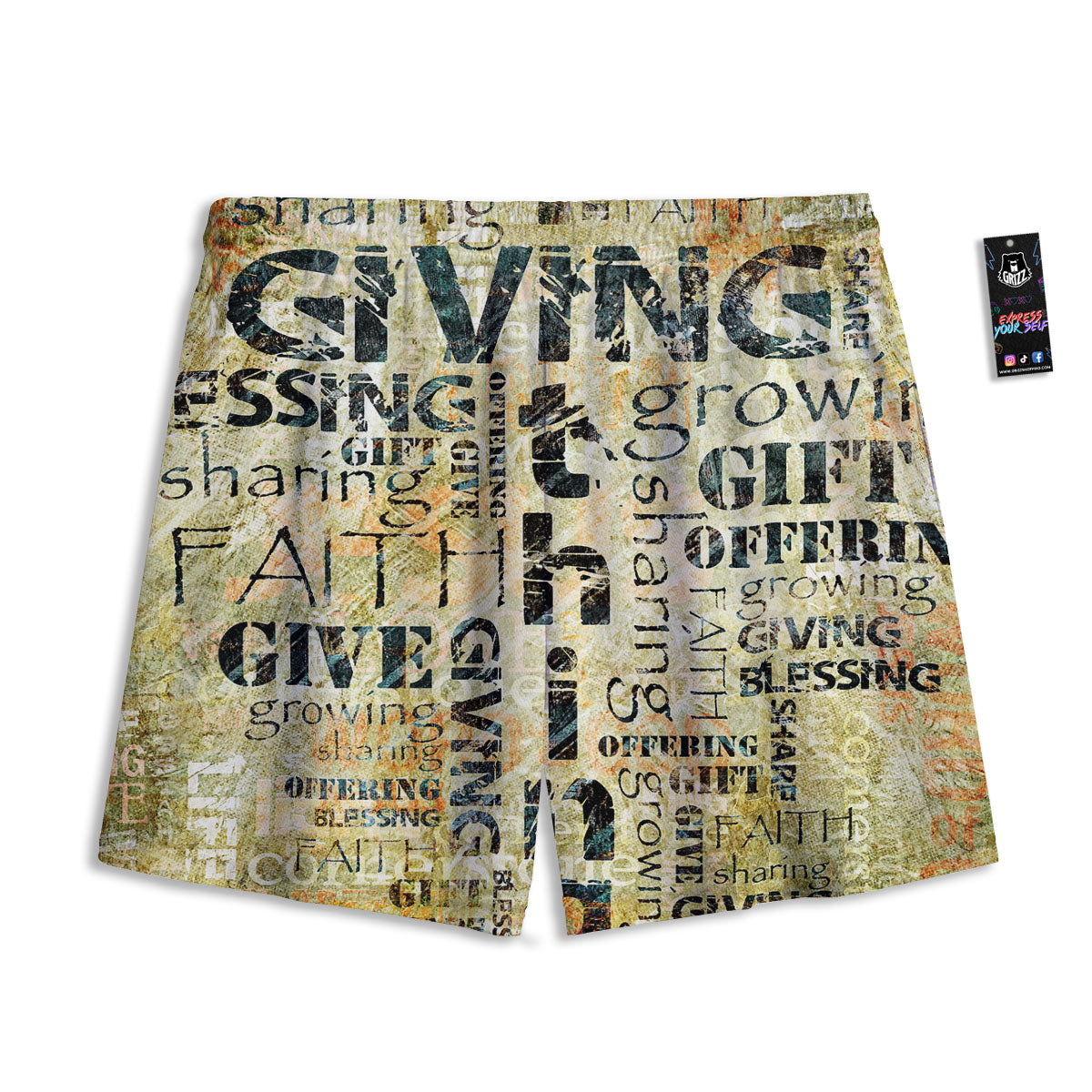 Religious Words Tithing And Giving Print Mesh Shorts