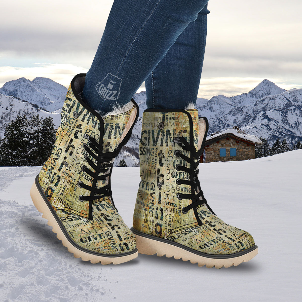 Religious Words Tithing And Giving Print Snow Boots-grizzshop