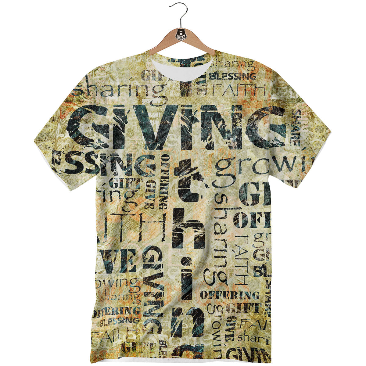 Religious Words Tithing And Giving Print T-Shirt-grizzshop