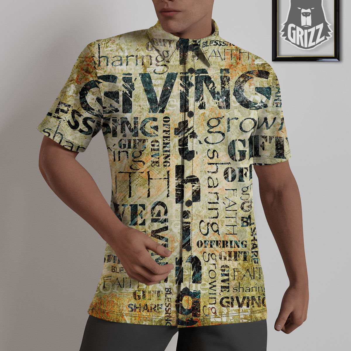 Religious Words Tithing And Giving Print Untucked Shirts-grizzshop