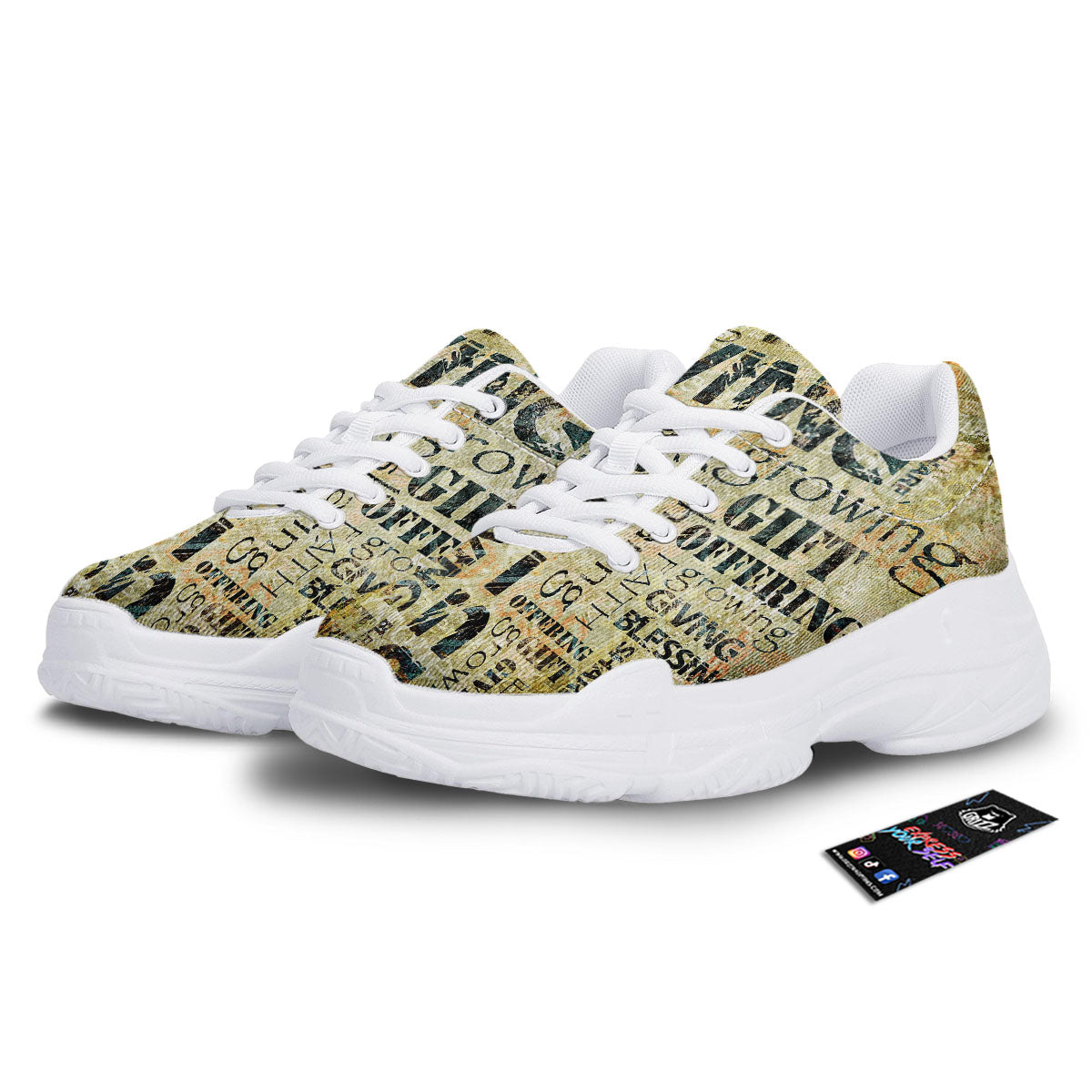 Religious Words Tithing And Giving Print White Chunky Shoes-grizzshop