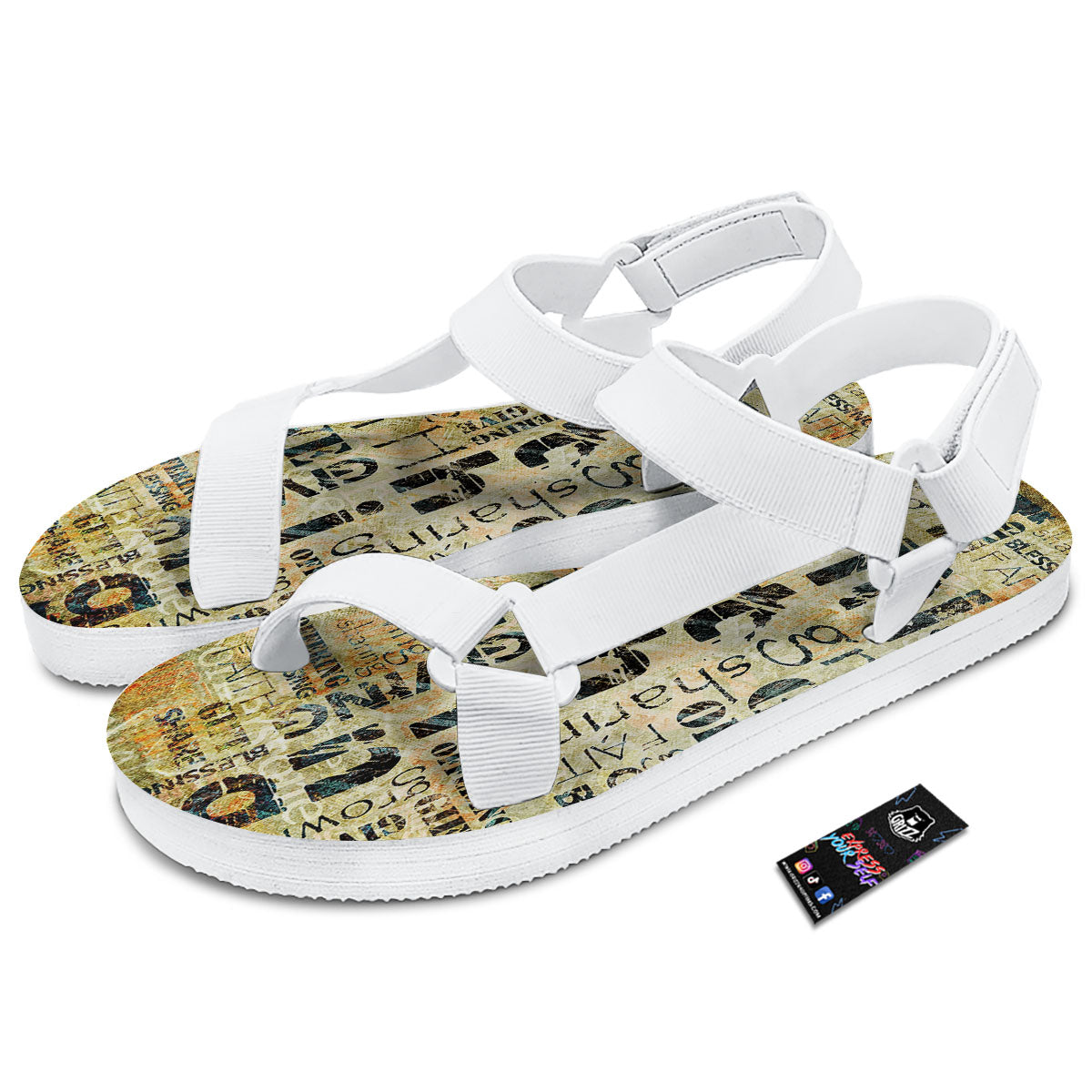 Religious Words Tithing And Giving Print White Open Toe Sandals-grizzshop