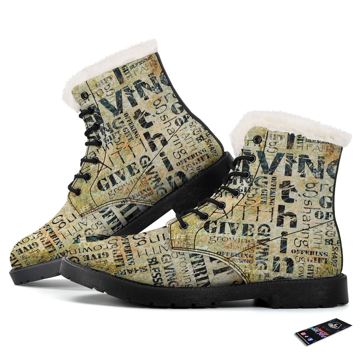 Religious Words Tithing And Giving Print Winter Boots-grizzshop