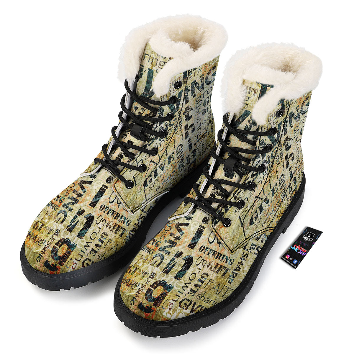 Religious Words Tithing And Giving Print Winter Boots-grizzshop