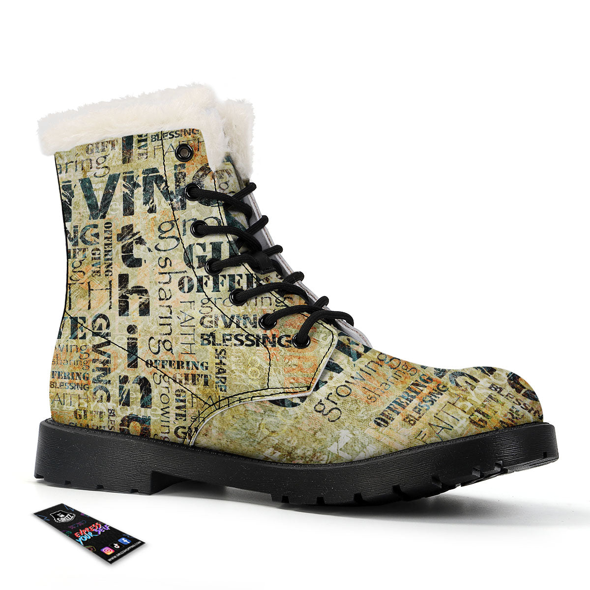 Religious Words Tithing And Giving Print Winter Boots-grizzshop