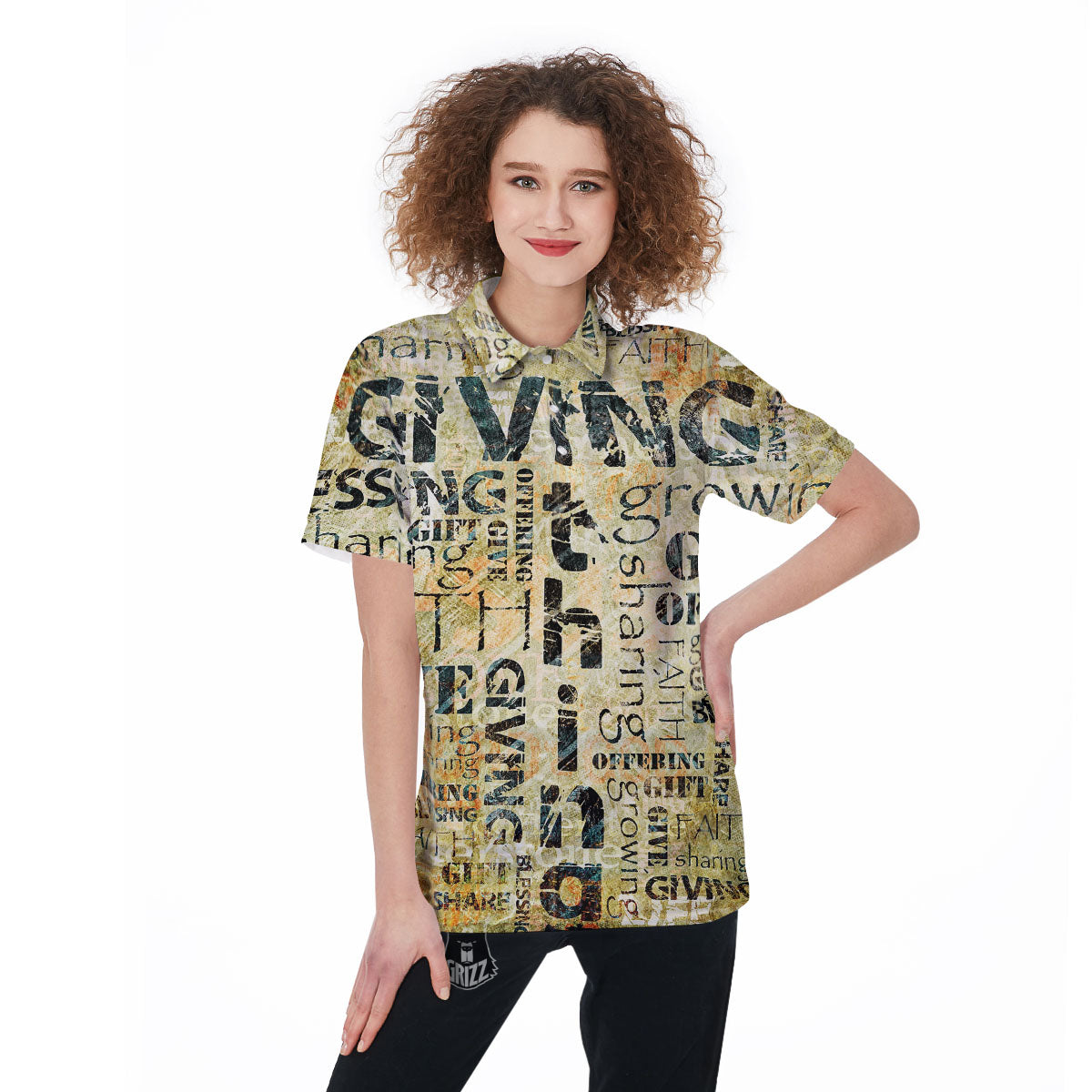 Religious Words Tithing And Giving Print Women's Golf Shirts-grizzshop