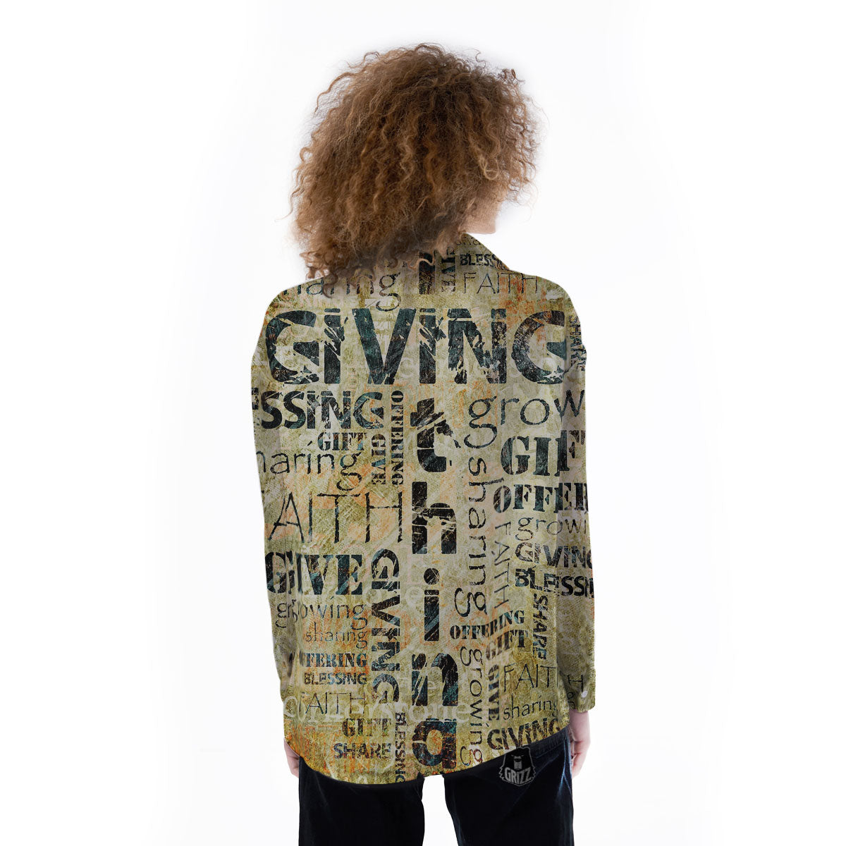 Religious Words Tithing And Giving Print Women's Long Sleeve Shirts-grizzshop