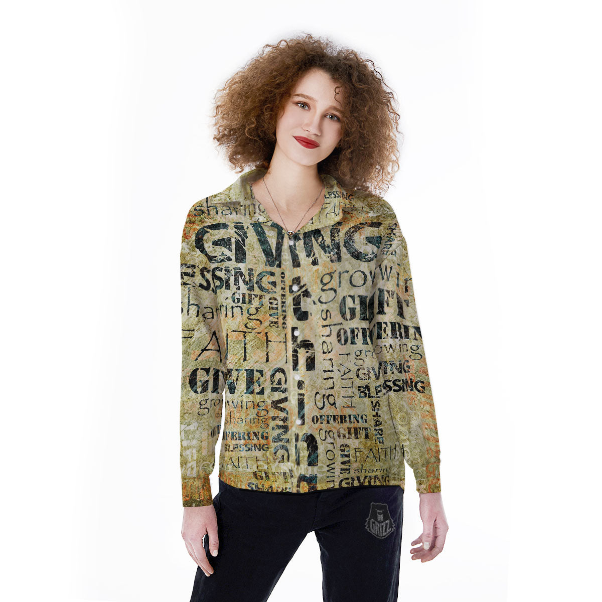 Religious Words Tithing And Giving Print Women's Long Sleeve Shirts-grizzshop