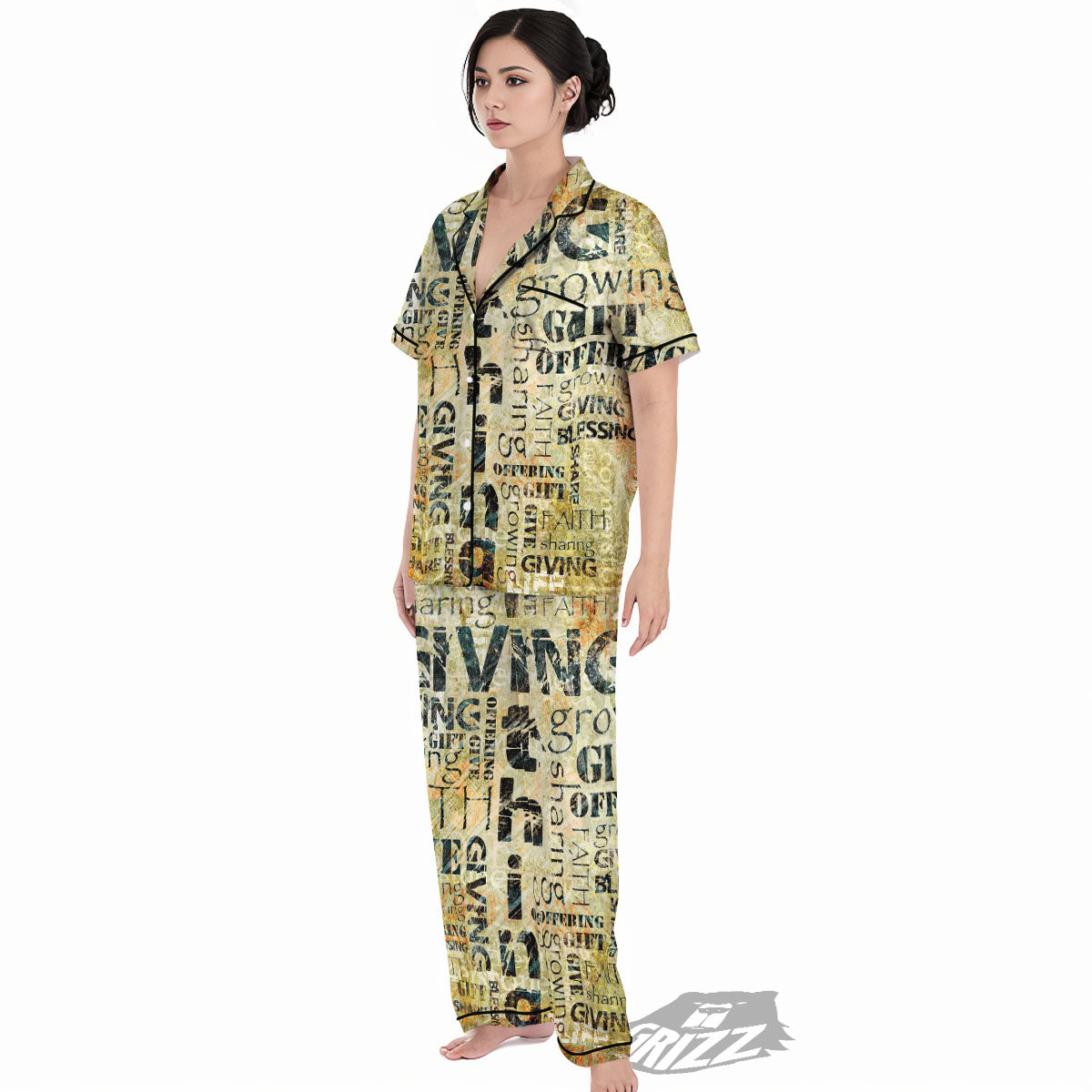Religious Words Tithing And Giving Print Women's Pajamas Set-grizzshop