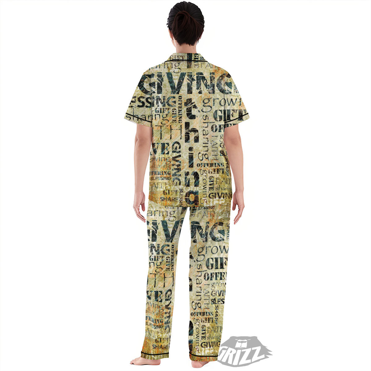Religious Words Tithing And Giving Print Women's Pajamas Set-grizzshop