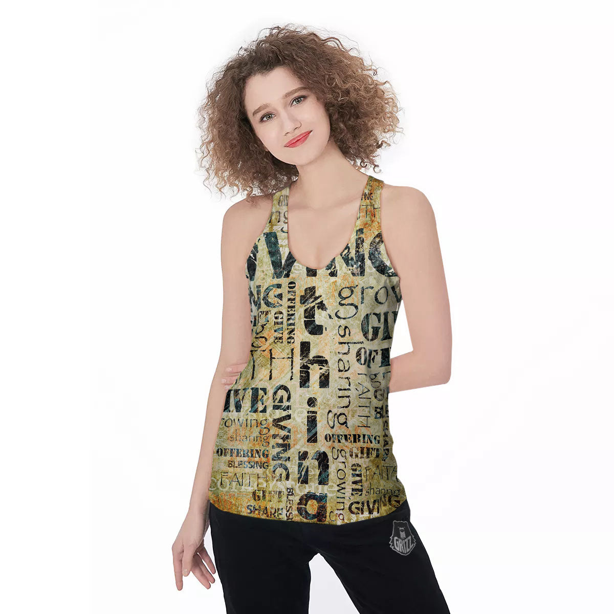 Religious Words Tithing And Giving Print Women's Racerback Tank Top-grizzshop