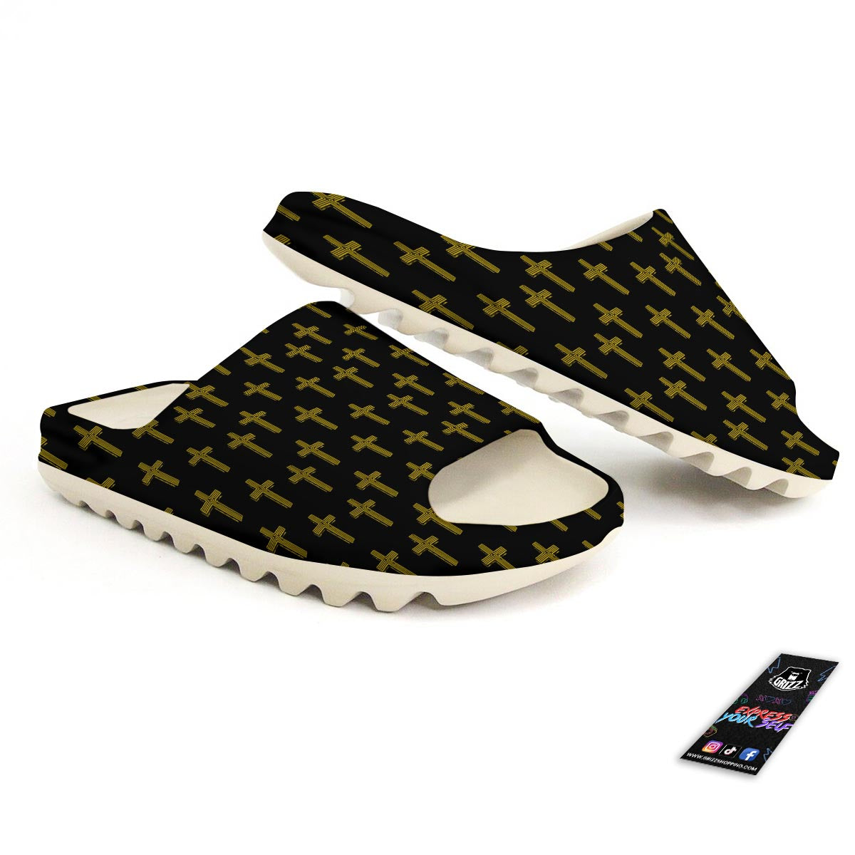Religious Christian Cross Print Pattern Sandals-grizzshop
