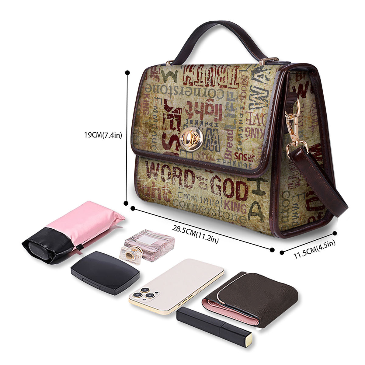 Religious Of God Word Print Women's Satchel Bag