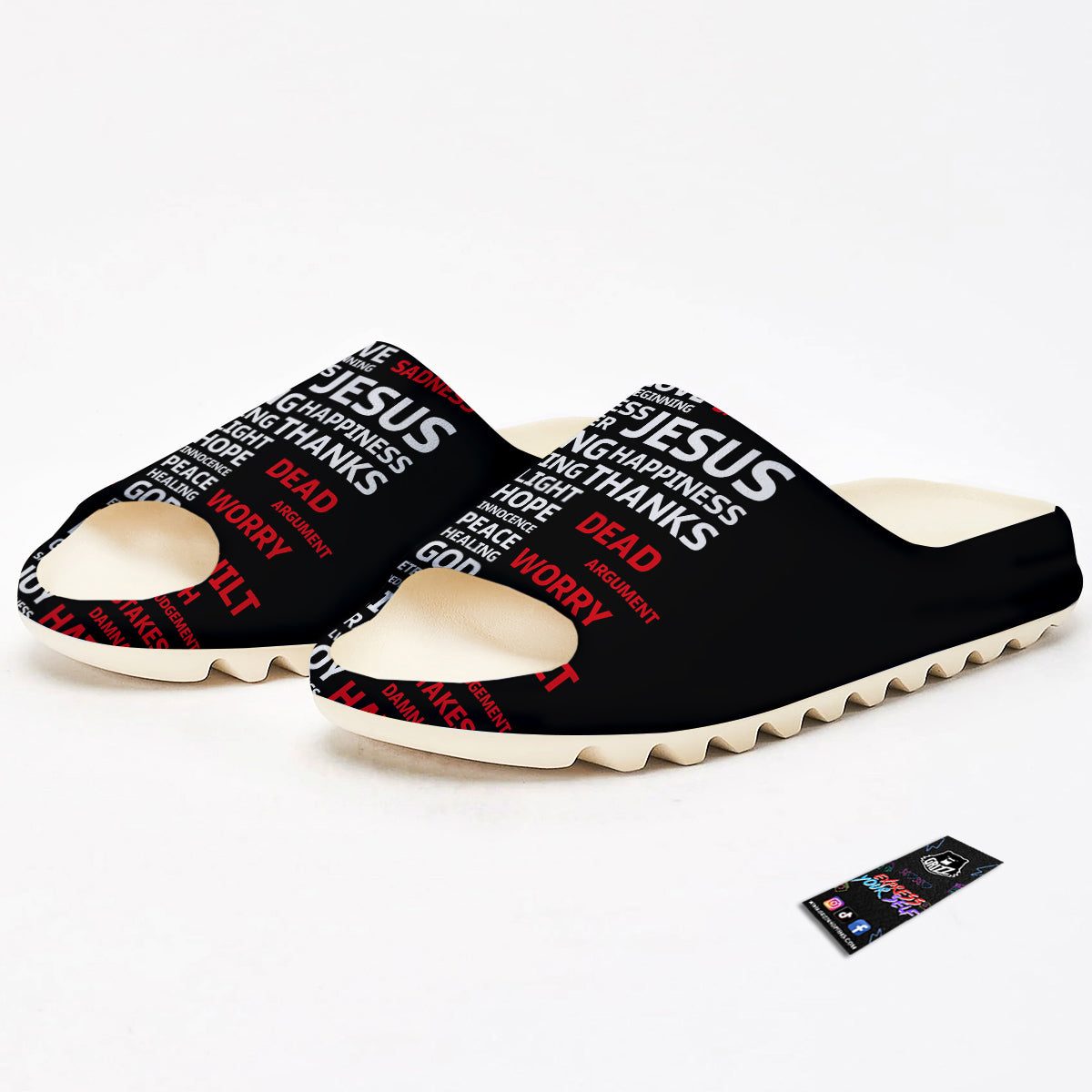 Religious Words Christian Cross Print Sandals-grizzshop