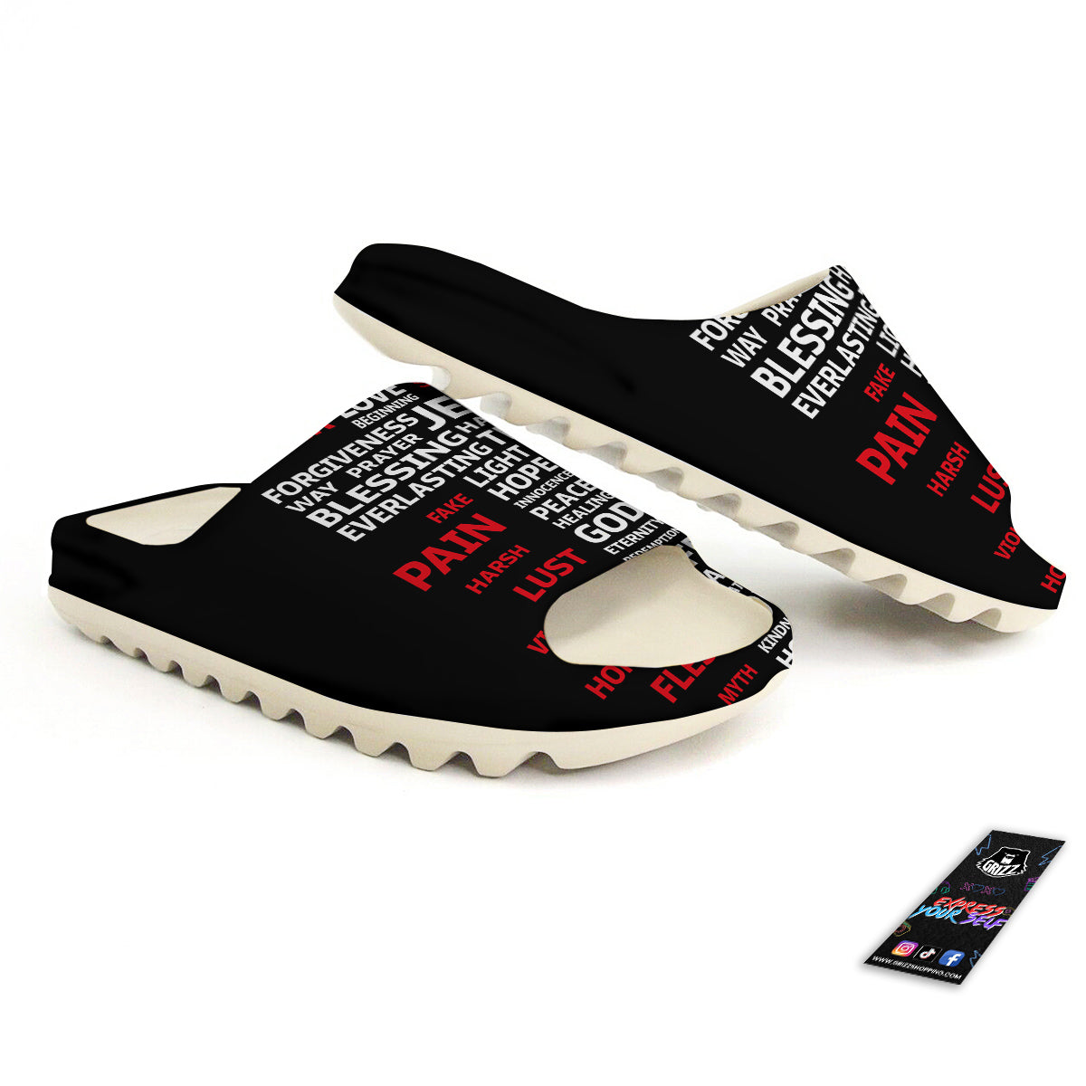 Religious Words Christian Cross Print Sandals-grizzshop