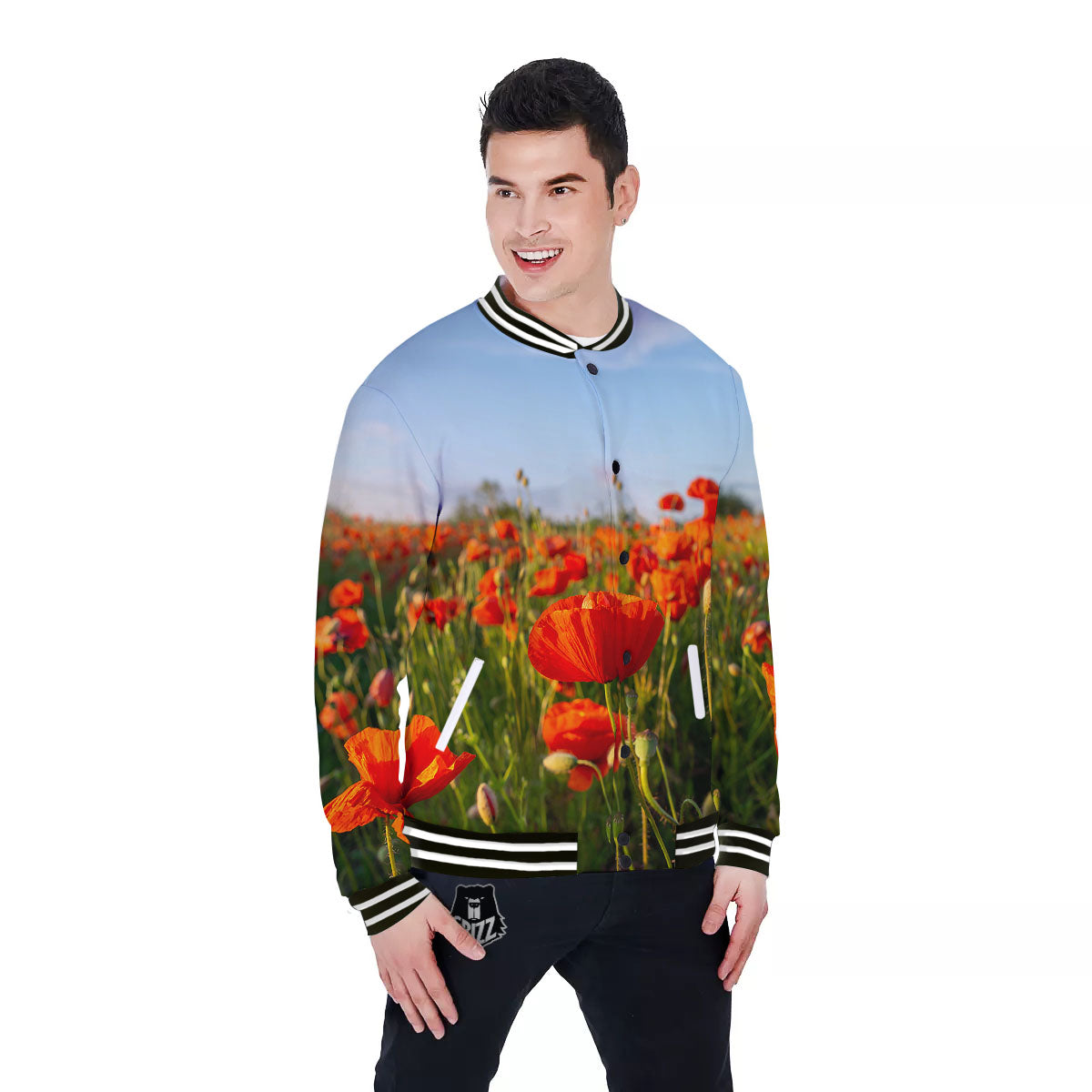 Remembrance Poppy Day Print Baseball Jacket-grizzshop