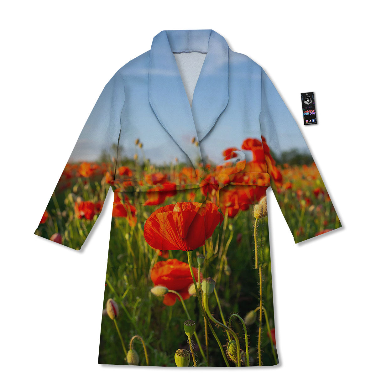Remembrance Poppy Day Print Bathrobe-grizzshop