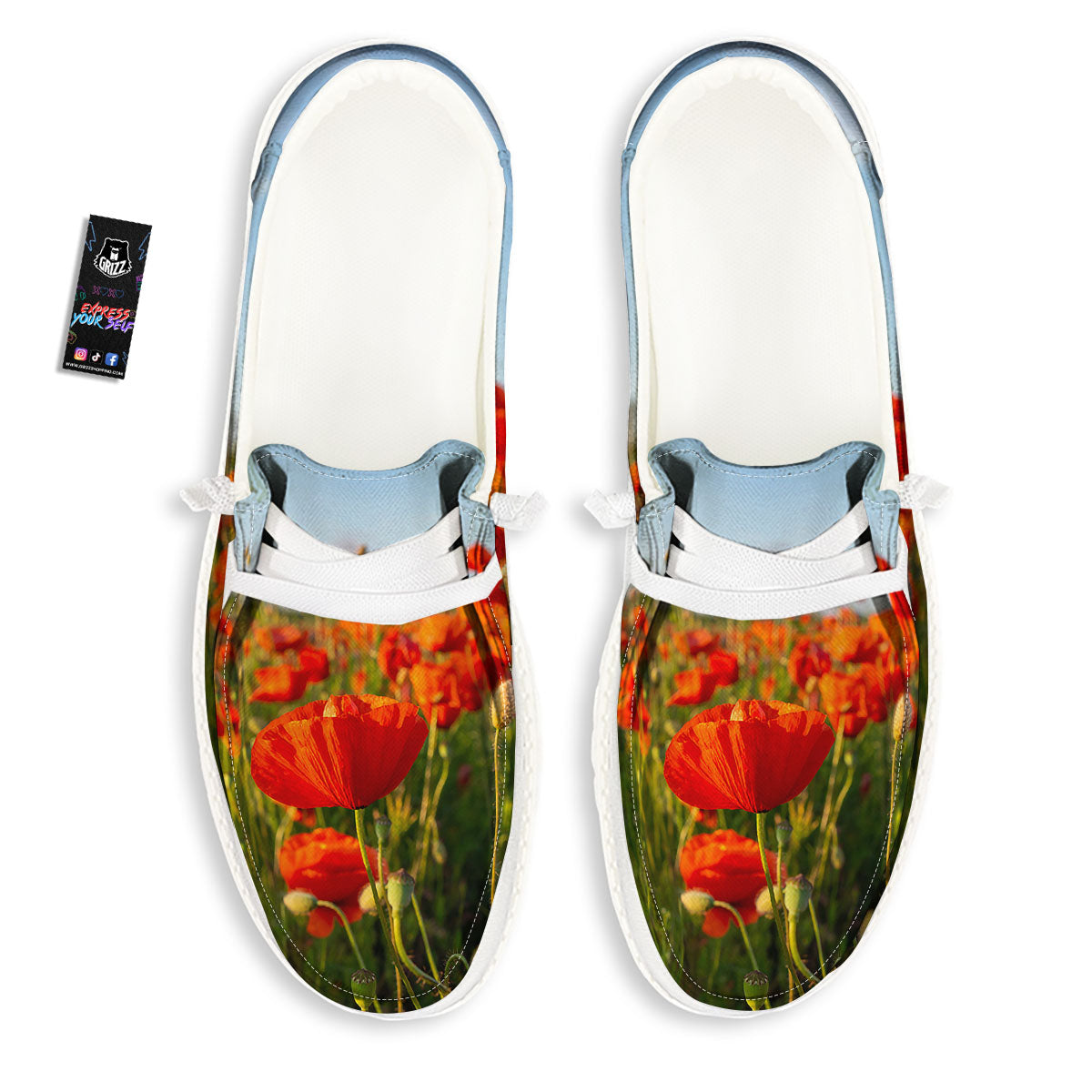 Remembrance Poppy Day Print Black Loafers-grizzshop