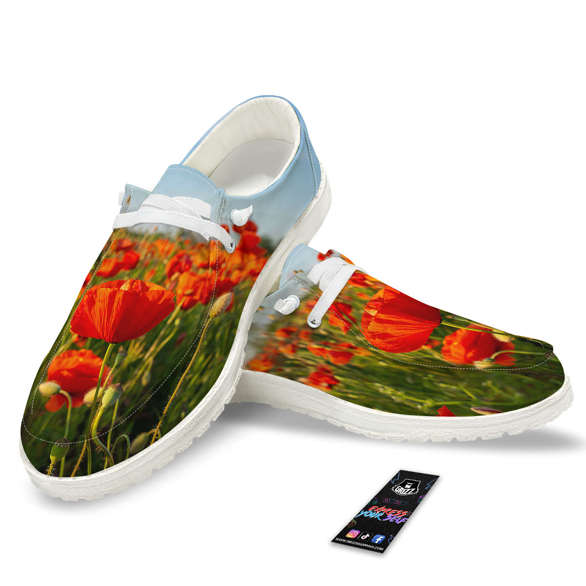 Remembrance Poppy Day Print Black Loafers-grizzshop
