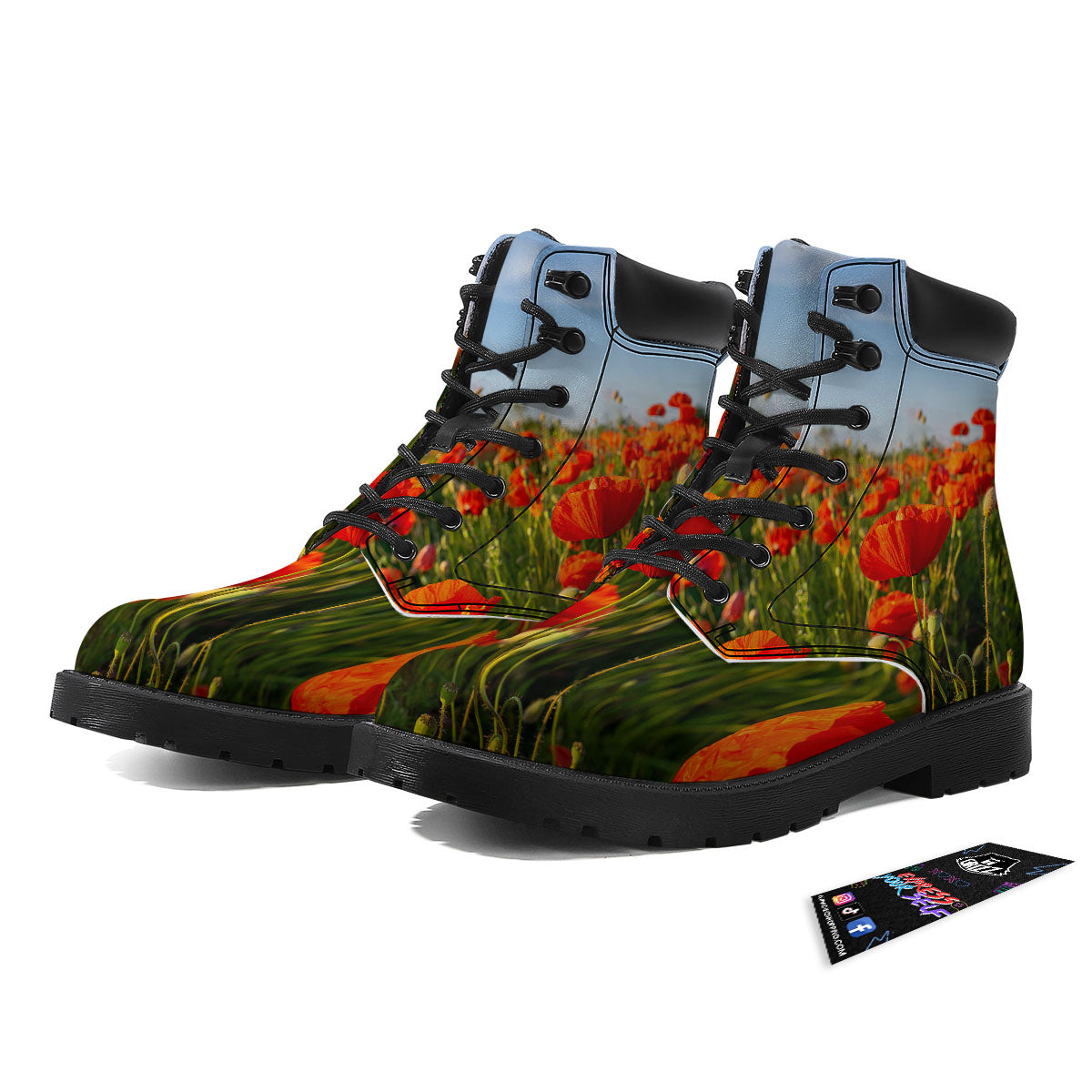 Remembrance Poppy Day Print Boots-grizzshop