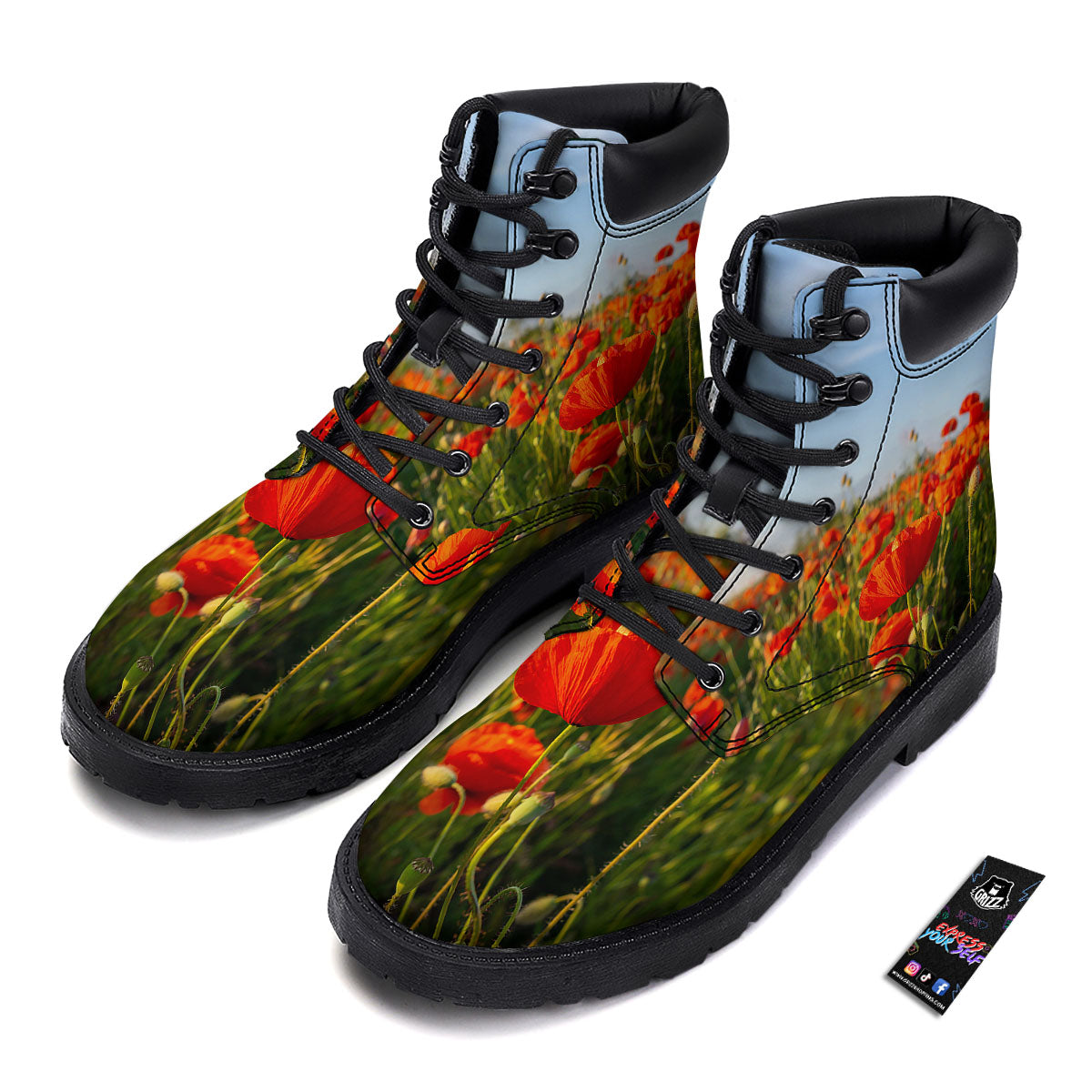 Remembrance Poppy Day Print Boots-grizzshop