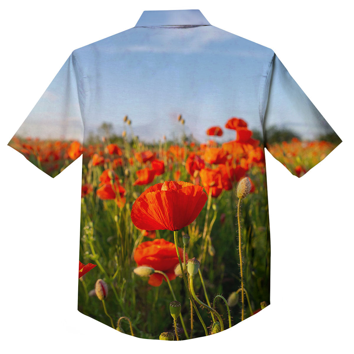 Remembrance Poppy Day Print Button Up Shirt-grizzshop