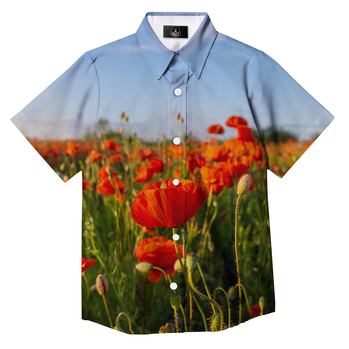 Remembrance Poppy Day Print Button Up Shirt-grizzshop