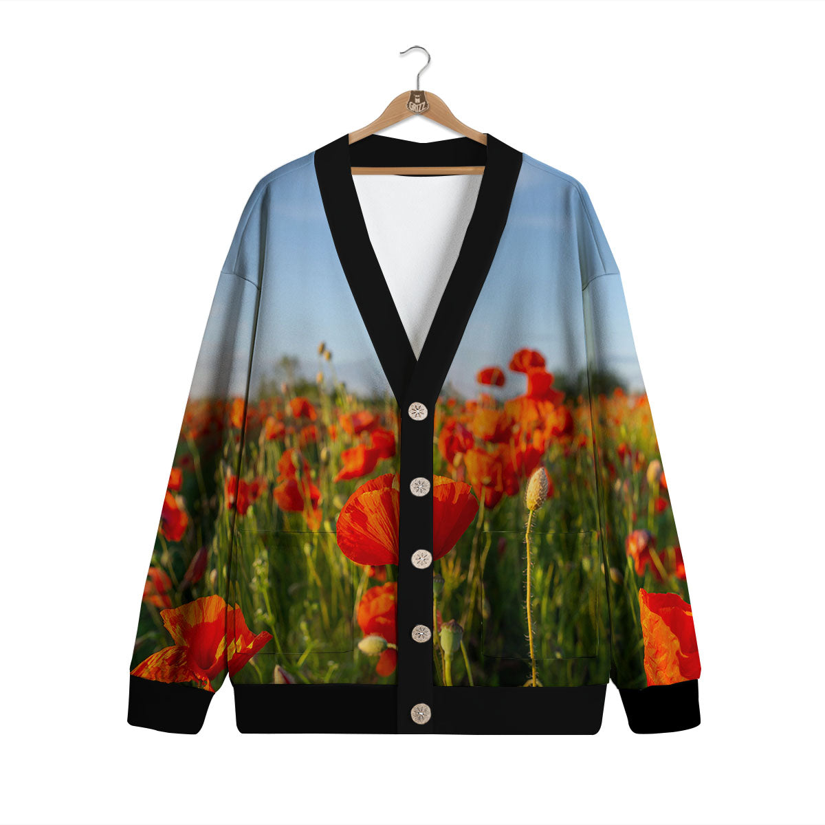 Remembrance Poppy Day Print Cardigan-grizzshop